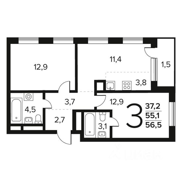 2-BD Apartment Sale, 56.5 sq. m. at Novye Vatutinki. Kvartal u vody, mikrorayon Zarechny, zhiloy rayon Novyye Vatutinki, Troitsk District, Moscow, Russia #1 2-BD Apartment Sale, 56.5 sq. m. at Novye Vatutinki. Kvartal u vody, mikrorayon Zarechny, zhiloy rayon Novyye Vatutinki, Troitsk District, Moscow, Russia #1