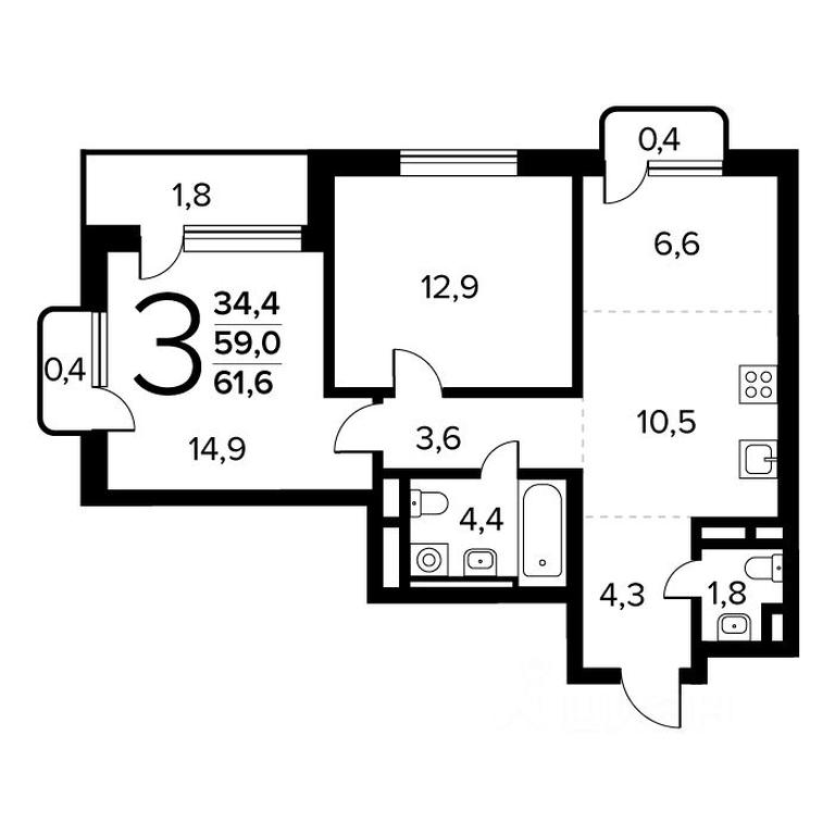 2-BD Apartment Sale, 61.6 sq. m. at Novye Vatutinki. Kvartal u vody, mikrorayon Zarechny, zhiloy rayon Novyye Vatutinki, Troitsk District, Moscow, Russia #1 2-BD Apartment Sale, 61.6 sq. m. at Novye Vatutinki. Kvartal u vody, mikrorayon Zarechny, zhiloy rayon Novyye Vatutinki, Troitsk District, Moscow, Russia #1