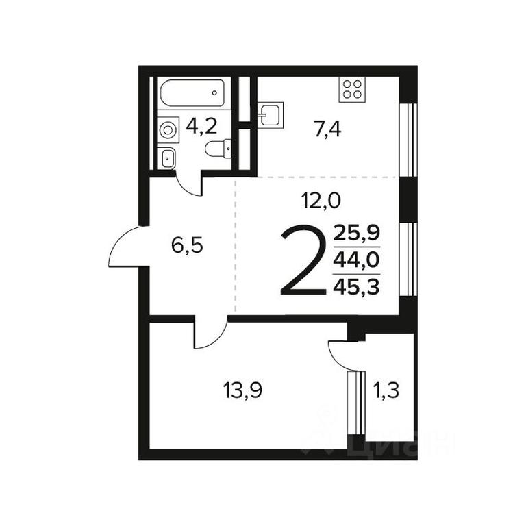 Продажа 1-комн. квартиры, 45,3 м² в ЖК «Новые Ватутинки. Квартал у воды », микрорайон Заречный, жилой район Новые Ватутинки, район Троицк, Москва, Россия #1