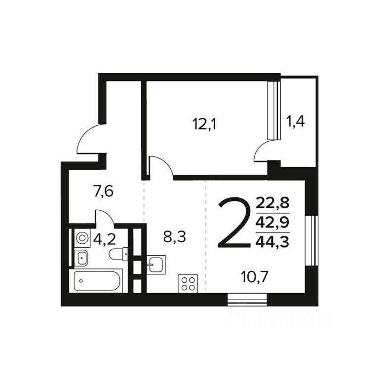 1-BD Apartment Sale, 44.3 sq. m. at Novye Vatutinki. Kvartal u vody, mikrorayon Zarechny, zhiloy rayon Novyye Vatutinki, Troitsk District, Moscow, Russia #1 1-BD Apartment Sale, 44.3 sq. m. at Novye Vatutinki. Kvartal u vody, mikrorayon Zarechny, zhiloy rayon Novyye Vatutinki, Troitsk District, Moscow, Russia #1