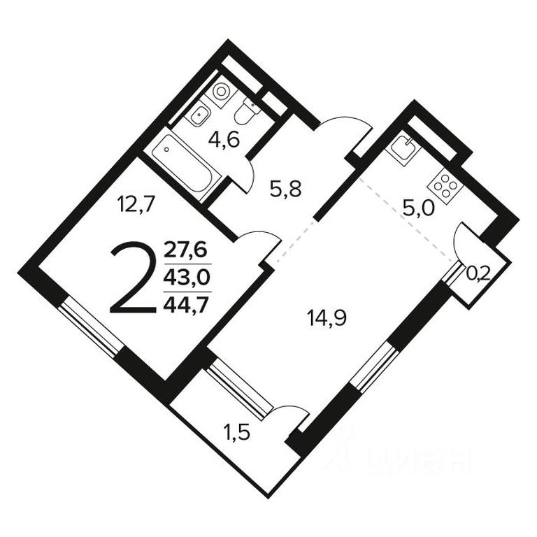 1-BD Apartment Sale, 44.7 sq. m. at Novye Vatutinki. Kvartal u vody, mikrorayon Zarechny, zhiloy rayon Novyye Vatutinki, Troitsk District, Moscow, Russia #1 1-BD Apartment Sale, 44.7 sq. m. at Novye Vatutinki. Kvartal u vody, mikrorayon Zarechny, zhiloy rayon Novyye Vatutinki, Troitsk District, Moscow, Russia #1