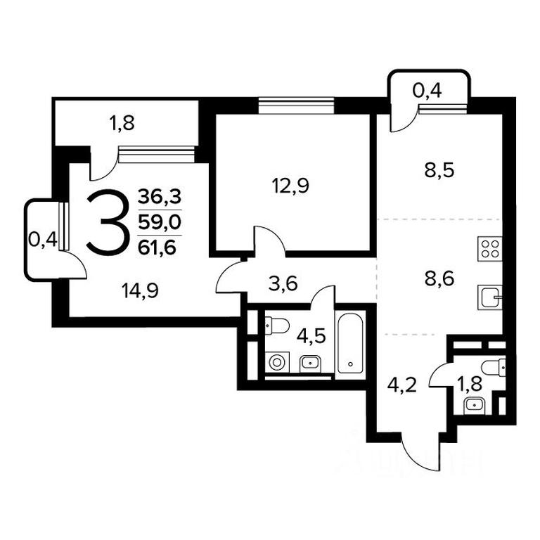 2-BD Apartment Sale, 61.6 sq. m. at Novye Vatutinki. Kvartal u vody, mikrorayon Zarechny, zhiloy rayon Novyye Vatutinki, Troitsk District, Moscow, Russia #1 2-BD Apartment Sale, 61.6 sq. m. at Novye Vatutinki. Kvartal u vody, mikrorayon Zarechny, zhiloy rayon Novyye Vatutinki, Troitsk District, Moscow, Russia #1