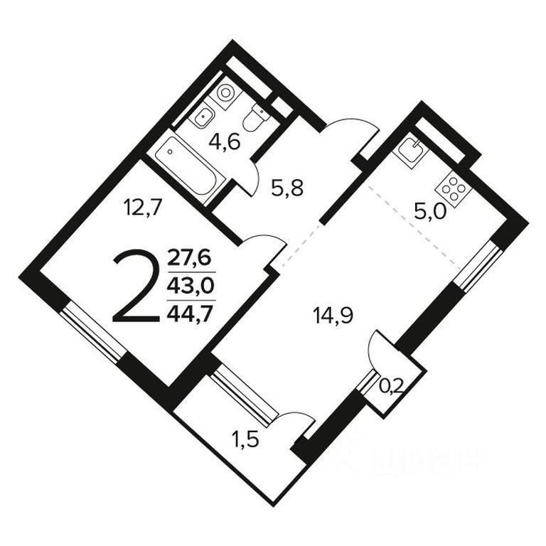 1-BD Apartment Sale, 44.7 sq. m. at Novye Vatutinki. Kvartal u vody, mikrorayon Zarechny, zhiloy rayon Novyye Vatutinki, Troitsk District, Moscow, Russia #1 1-BD Apartment Sale, 44.7 sq. m. at Novye Vatutinki. Kvartal u vody, mikrorayon Zarechny, zhiloy rayon Novyye Vatutinki, Troitsk District, Moscow, Russia #1