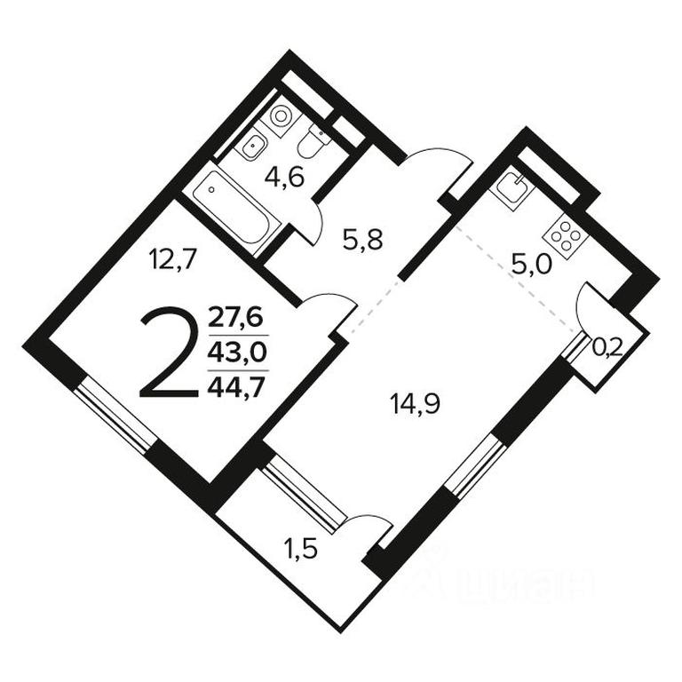 1-BD Apartment Sale, 44.7 sq. m. at Novye Vatutinki. Kvartal u vody, mikrorayon Zarechny, zhiloy rayon Novyye Vatutinki, Troitsk District, Moscow, Russia #1 1-BD Apartment Sale, 44.7 sq. m. at Novye Vatutinki. Kvartal u vody, mikrorayon Zarechny, zhiloy rayon Novyye Vatutinki, Troitsk District, Moscow, Russia #1
