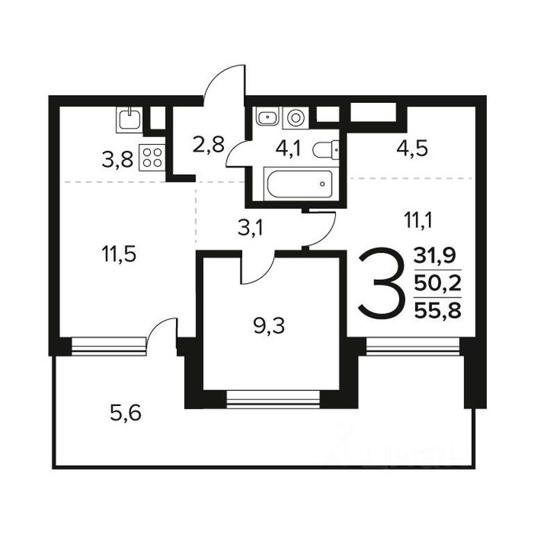 2-BD Apartment Sale, 55.8平方米 at Novye Vatutinki. Kvartal u vody, mikrorayon Zarechny, zhiloy rayon Novyye Vatutinki, Troitsk District, Moscow, Russia #1 2-BD Apartment Sale, 55.8平方米 at Novye Vatutinki. Kvartal u vody, mikrorayon Zarechny, zhiloy rayon Novyye Vatutinki, Troitsk District, Moscow, Russia #1