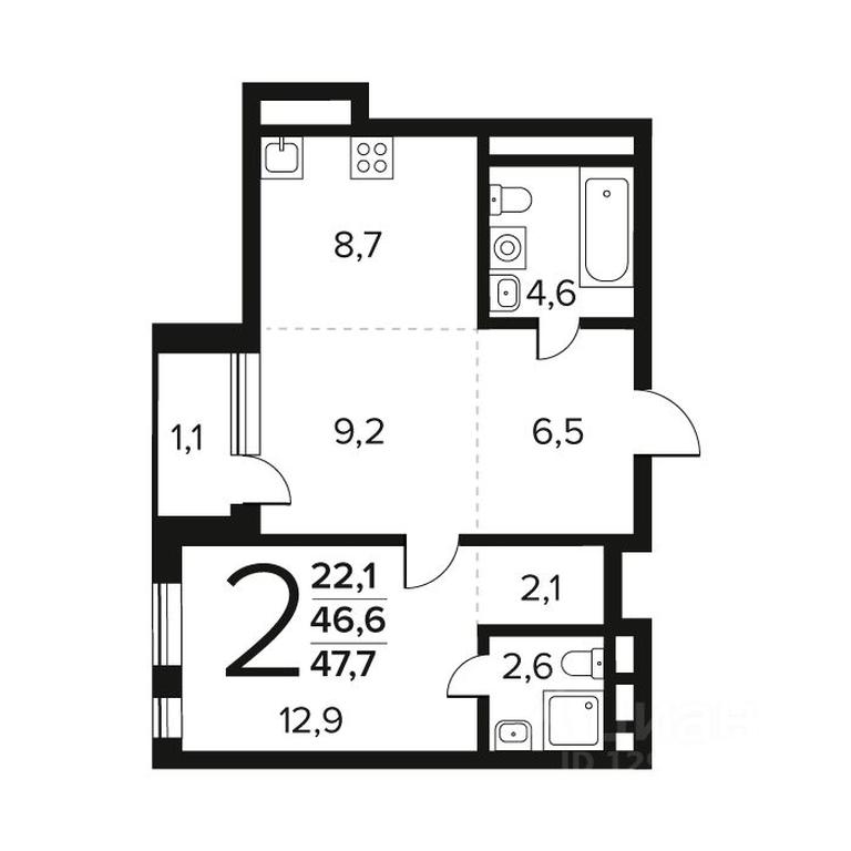 1-BD Apartment Sale, 47.7 sq. m. at Novye Vatutinki. Kvartal u vody, mikrorayon Zarechny, zhiloy rayon Novyye Vatutinki, Troitsk District, Moscow, Russia #1 1-BD Apartment Sale, 47.7 sq. m. at Novye Vatutinki. Kvartal u vody, mikrorayon Zarechny, zhiloy rayon Novyye Vatutinki, Troitsk District, Moscow, Russia #1