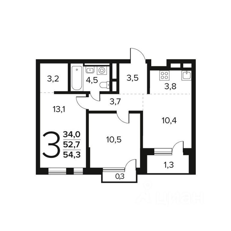 2-BD Apartment Sale, 54.3 sq. m. at Novye Vatutinki. Kvartal u vody, mikrorayon Zarechny, zhiloy rayon Novyye Vatutinki, Troitsk District, Moscow, Russia #1 2-BD Apartment Sale, 54.3 sq. m. at Novye Vatutinki. Kvartal u vody, mikrorayon Zarechny, zhiloy rayon Novyye Vatutinki, Troitsk District, Moscow, Russia #1