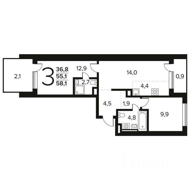 2-BD Apartment Sale, 58.1 sq. m. at Novye Vatutinki. Kvartal u vody, mikrorayon Zarechny, zhiloy rayon Novyye Vatutinki, Troitsk District, Moscow, Russia #1 2-BD Apartment Sale, 58.1 sq. m. at Novye Vatutinki. Kvartal u vody, mikrorayon Zarechny, zhiloy rayon Novyye Vatutinki, Troitsk District, Moscow, Russia #1