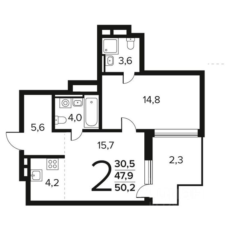 1-BD Apartment Sale, 50.2 sq. m. at Novye Vatutinki. Kvartal u vody, mikrorayon Zarechny, zhiloy rayon Novyye Vatutinki, Troitsk District, Moscow, Russia #1