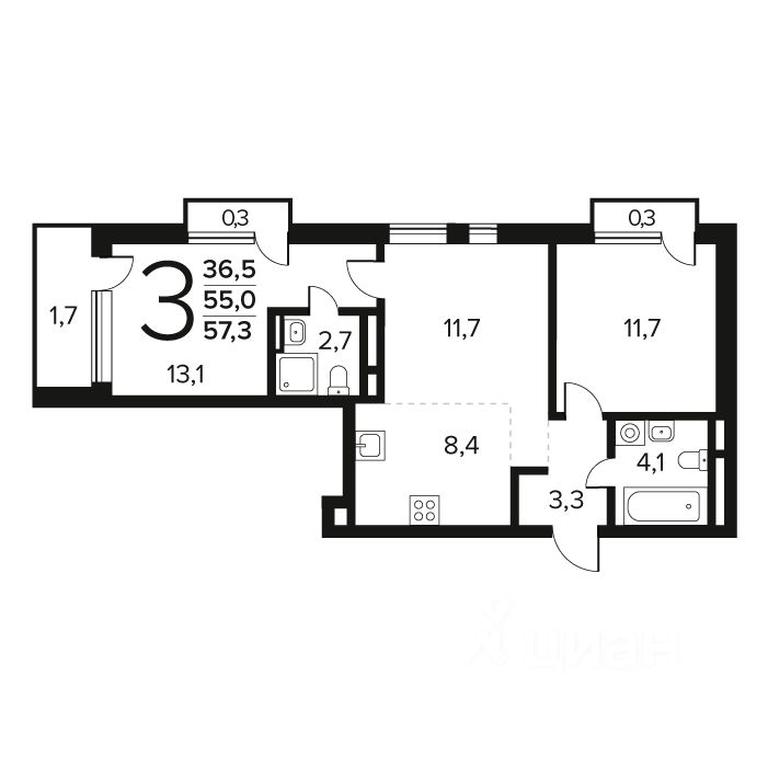 Продажа 2-комн. квартиры, 57,3 м² в ЖК «Новые Ватутинки. Квартал у воды », микрорайон Заречный, жилой район Новые Ватутинки, район Троицк, Москва, Россия #1 Продажа 2-комн. квартиры, 57,3 м² в ЖК «Новые Ватутинки. Квартал у воды », микрорайон Заречный, жилой район Новые Ватутинки, район Троицк, Москва, Россия #1
