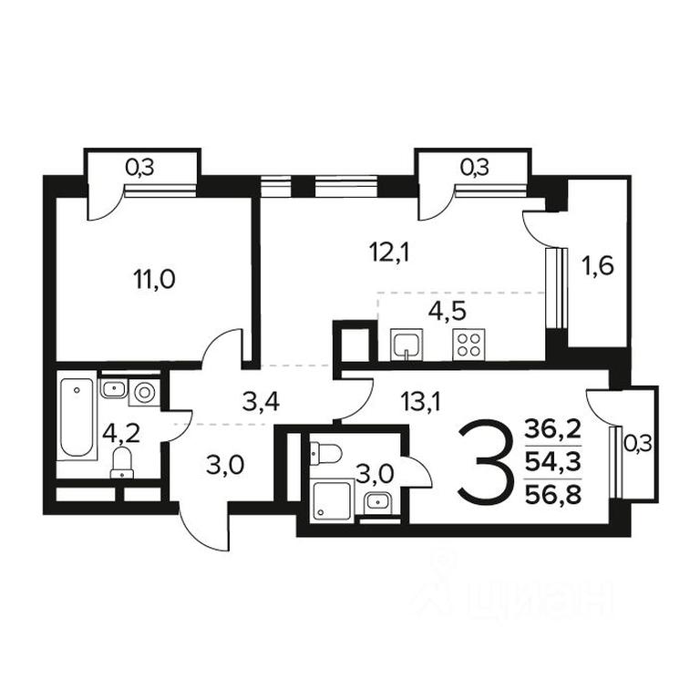Продажа 2-комн. квартиры, 56,8 м² в ЖК «Новые Ватутинки. Квартал у воды », микрорайон Заречный, жилой район Новые Ватутинки, район Троицк, Москва, Россия #1 Продажа 2-комн. квартиры, 56,8 м² в ЖК «Новые Ватутинки. Квартал у воды », микрорайон Заречный, жилой район Новые Ватутинки, район Троицк, Москва, Россия #1