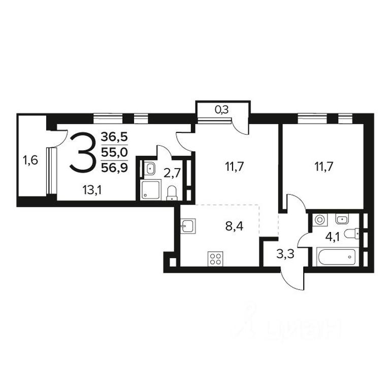 Продажа 2-комн. квартиры, 56,9 м² в ЖК «Новые Ватутинки. Квартал у воды », микрорайон Заречный, жилой район Новые Ватутинки, район Троицк, Москва, Россия #1 Продажа 2-комн. квартиры, 56,9 м² в ЖК «Новые Ватутинки. Квартал у воды », микрорайон Заречный, жилой район Новые Ватутинки, район Троицк, Москва, Россия #1