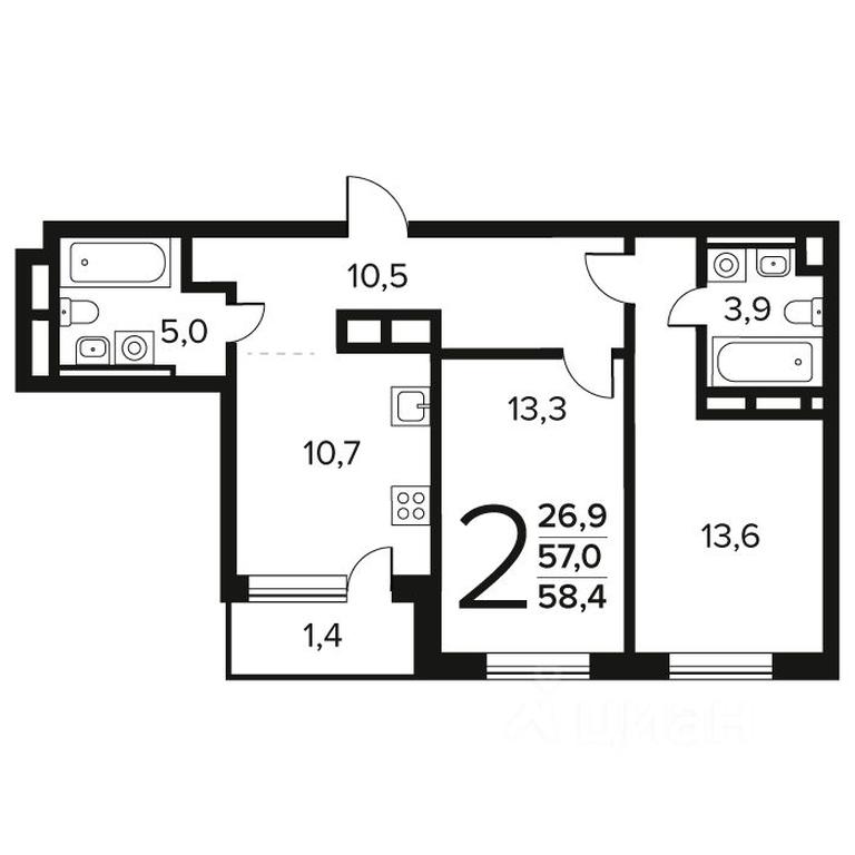 Продажа 1-комн. квартиры, 58,4 м² в ЖК «Новые Ватутинки. Квартал у воды », микрорайон Заречный, жилой район Новые Ватутинки, район Троицк, Москва, Россия #1 Продажа 1-комн. квартиры, 58,4 м² в ЖК «Новые Ватутинки. Квартал у воды », микрорайон Заречный, жилой район Новые Ватутинки, район Троицк, Москва, Россия #1