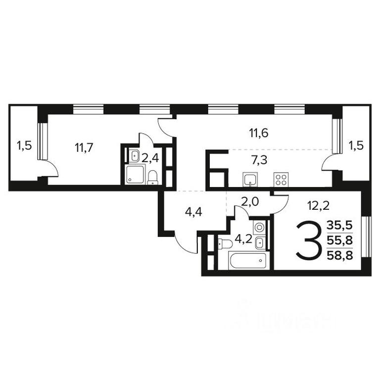 2-BD Apartment Sale, 58.8 sq. m. at Novye Vatutinki. Kvartal u vody, mikrorayon Zarechny, zhiloy rayon Novyye Vatutinki, Troitsk District, Moscow, Russia #1 2-BD Apartment Sale, 58.8 sq. m. at Novye Vatutinki. Kvartal u vody, mikrorayon Zarechny, zhiloy rayon Novyye Vatutinki, Troitsk District, Moscow, Russia #1