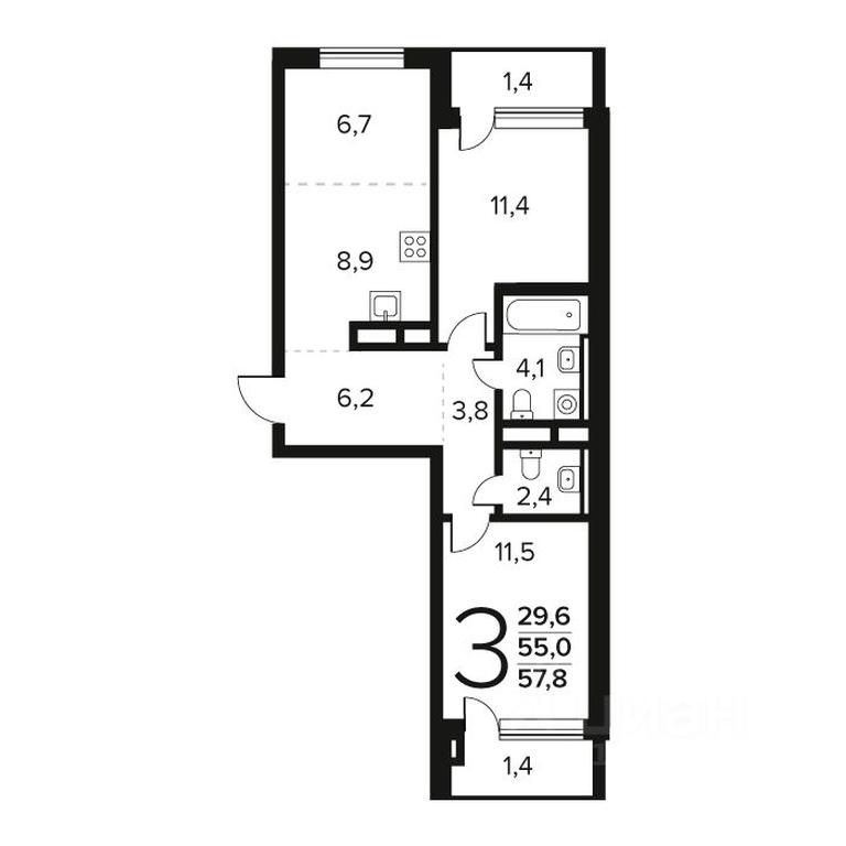 2-BD Apartment Sale, 57.8 sq. m. at Novye Vatutinki. Kvartal u vody, mikrorayon Zarechny, zhiloy rayon Novyye Vatutinki, Troitsk District, Moscow, Russia #1 2-BD Apartment Sale, 57.8 sq. m. at Novye Vatutinki. Kvartal u vody, mikrorayon Zarechny, zhiloy rayon Novyye Vatutinki, Troitsk District, Moscow, Russia #1