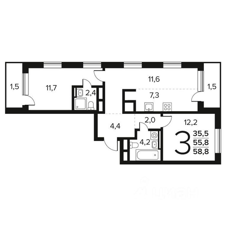 2-BD Apartment Sale, 58.8 sq. m. at Novye Vatutinki. Kvartal u vody, mikrorayon Zarechny, zhiloy rayon Novyye Vatutinki, Troitsk District, Moscow, Russia #1 2-BD Apartment Sale, 58.8 sq. m. at Novye Vatutinki. Kvartal u vody, mikrorayon Zarechny, zhiloy rayon Novyye Vatutinki, Troitsk District, Moscow, Russia #1