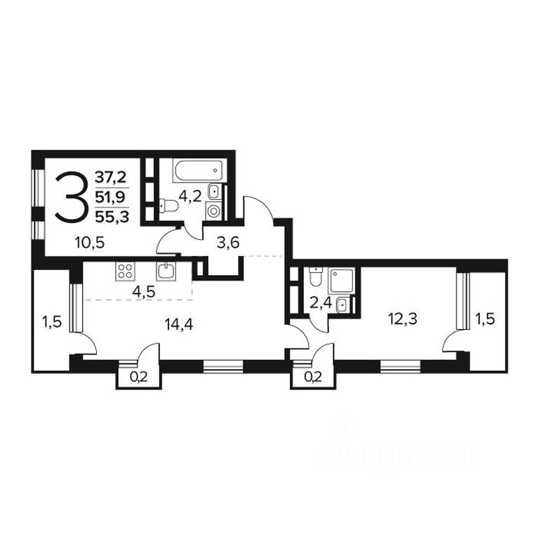 2-BD Apartment Sale, 55.3 sq. m. at Novye Vatutinki. Kvartal u vody, mikrorayon Zarechny, zhiloy rayon Novyye Vatutinki, Troitsk District, Moscow, Russia #1 2-BD Apartment Sale, 55.3 sq. m. at Novye Vatutinki. Kvartal u vody, mikrorayon Zarechny, zhiloy rayon Novyye Vatutinki, Troitsk District, Moscow, Russia #1