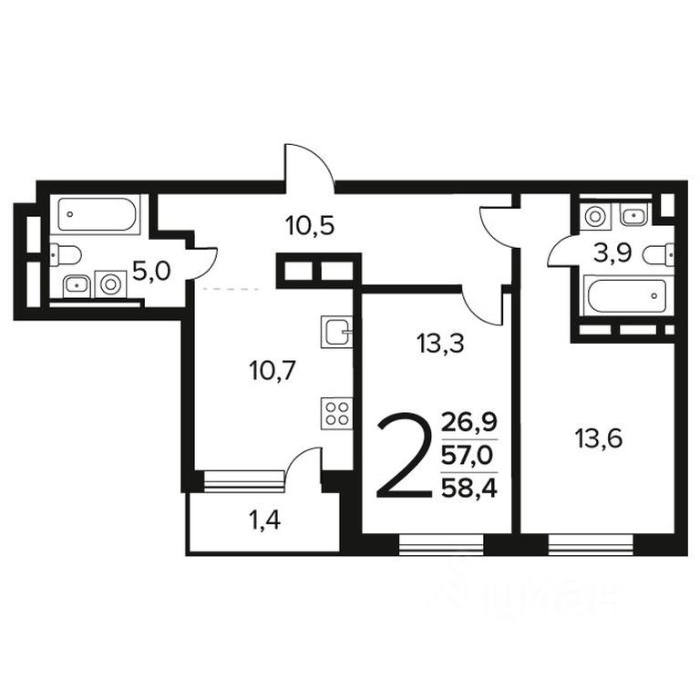 1-BD Apartment Sale, 58.4 sq. m. at Novye Vatutinki. Kvartal u vody, mikrorayon Zarechny, zhiloy rayon Novyye Vatutinki, Troitsk District, Moscow, Russia #1 1-BD Apartment Sale, 58.4 sq. m. at Novye Vatutinki. Kvartal u vody, mikrorayon Zarechny, zhiloy rayon Novyye Vatutinki, Troitsk District, Moscow, Russia #1