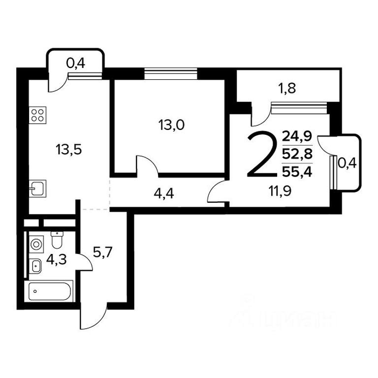 1-BD Apartment Sale, 55.4 sq. m. at Novye Vatutinki. Kvartal u vody, mikrorayon Zarechny, zhiloy rayon Novyye Vatutinki, Troitsk District, Moscow, Russia #1 1-BD Apartment Sale, 55.4 sq. m. at Novye Vatutinki. Kvartal u vody, mikrorayon Zarechny, zhiloy rayon Novyye Vatutinki, Troitsk District, Moscow, Russia #1