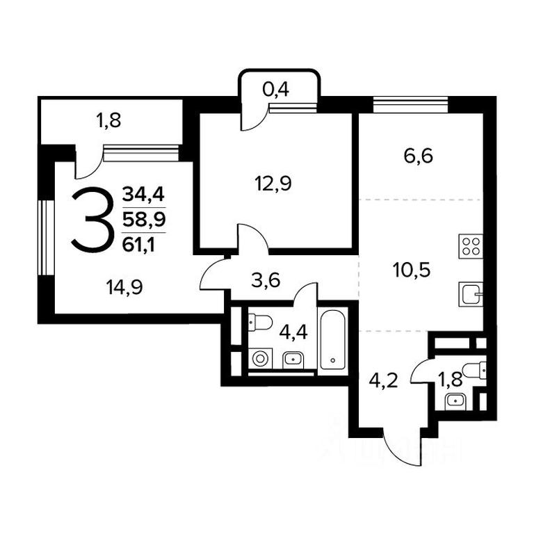 2-BD Apartment Sale, 61.1 sq. m. at Novye Vatutinki. Kvartal u vody, mikrorayon Zarechny, zhiloy rayon Novyye Vatutinki, Troitsk District, Moscow, Russia #1 2-BD Apartment Sale, 61.1 sq. m. at Novye Vatutinki. Kvartal u vody, mikrorayon Zarechny, zhiloy rayon Novyye Vatutinki, Troitsk District, Moscow, Russia #1