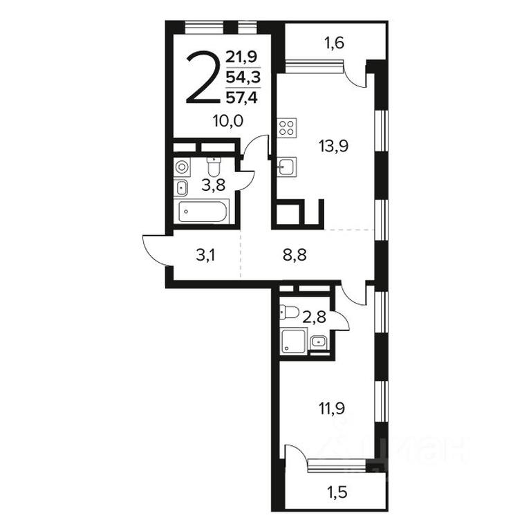 1-BD Apartment Sale, 57.4 sq. m. at Novye Vatutinki. Kvartal u vody, mikrorayon Zarechny, zhiloy rayon Novyye Vatutinki, Troitsk District, Moscow, Russia #1 1-BD Apartment Sale, 57.4 sq. m. at Novye Vatutinki. Kvartal u vody, mikrorayon Zarechny, zhiloy rayon Novyye Vatutinki, Troitsk District, Moscow, Russia #1