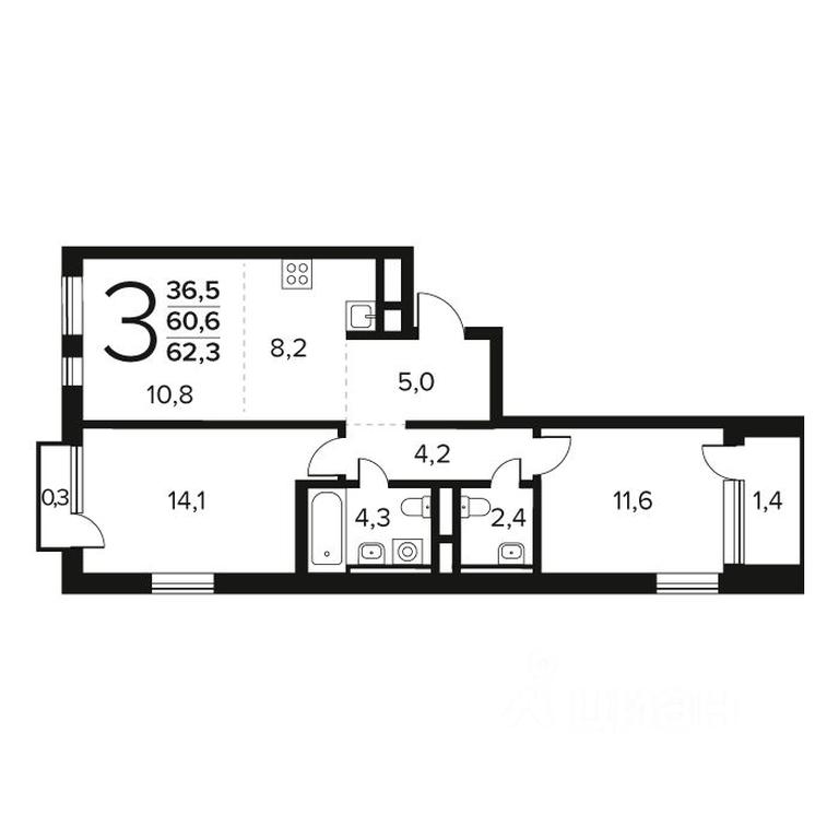 2-BD Apartment Sale, 62.3平方米 at Novye Vatutinki. Kvartal u vody, mikrorayon Zarechny, zhiloy rayon Novyye Vatutinki, Troitsk District, Moscow, Russia #1 2-BD Apartment Sale, 62.3平方米 at Novye Vatutinki. Kvartal u vody, mikrorayon Zarechny, zhiloy rayon Novyye Vatutinki, Troitsk District, Moscow, Russia #1