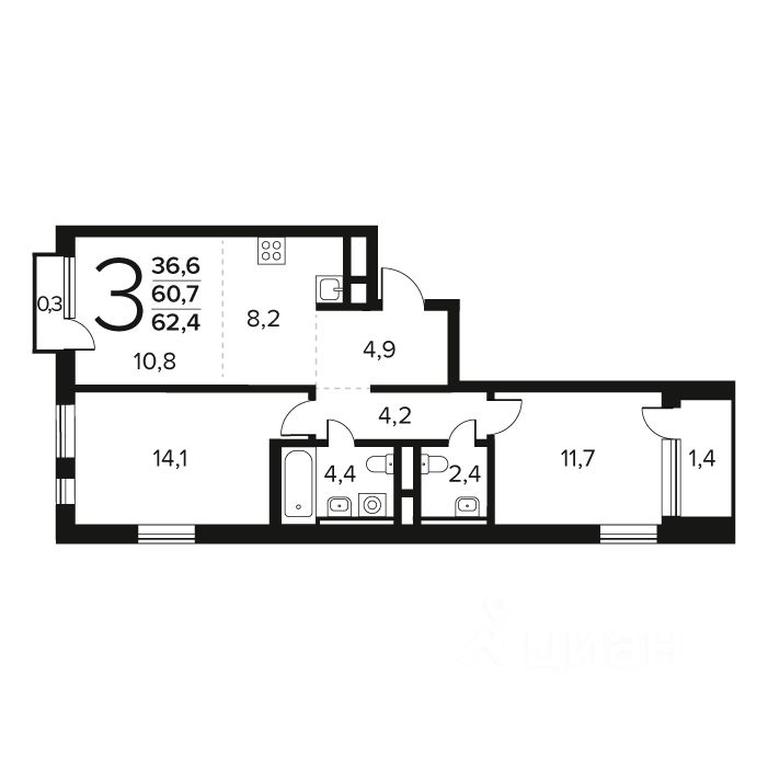2-BD Apartment Sale, 62.4 sq. m. at Novye Vatutinki. Kvartal u vody, mikrorayon Zarechny, zhiloy rayon Novyye Vatutinki, Troitsk District, Moscow, Russia #1 2-BD Apartment Sale, 62.4 sq. m. at Novye Vatutinki. Kvartal u vody, mikrorayon Zarechny, zhiloy rayon Novyye Vatutinki, Troitsk District, Moscow, Russia #1