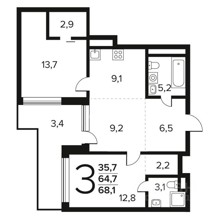 2-BD Apartment Sale, 68.1 sq. m. at Novye Vatutinki. Kvartal u vody, mikrorayon Zarechny, zhiloy rayon Novyye Vatutinki, Troitsk District, Moscow, Russia #1 2-BD Apartment Sale, 68.1 sq. m. at Novye Vatutinki. Kvartal u vody, mikrorayon Zarechny, zhiloy rayon Novyye Vatutinki, Troitsk District, Moscow, Russia #1
