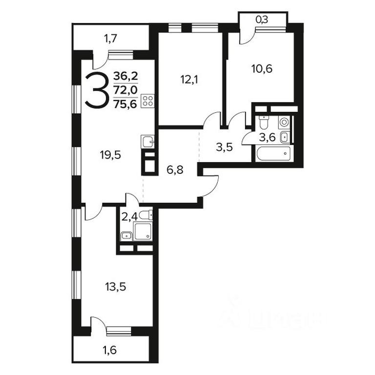 2-BD Apartment Sale, 75.6 sq. m. at Novye Vatutinki. Kvartal u vody, mikrorayon Zarechny, zhiloy rayon Novyye Vatutinki, Troitsk District, Moscow, Russia #1 2-BD Apartment Sale, 75.6 sq. m. at Novye Vatutinki. Kvartal u vody, mikrorayon Zarechny, zhiloy rayon Novyye Vatutinki, Troitsk District, Moscow, Russia #1