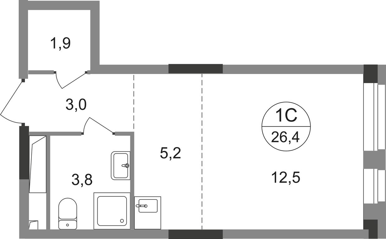 Apartment Sale, 26.4平方米 at Pervyi Moskovskiy, ulitsa Bianki, 1, Moskovskiy, Moscow, Russia #1