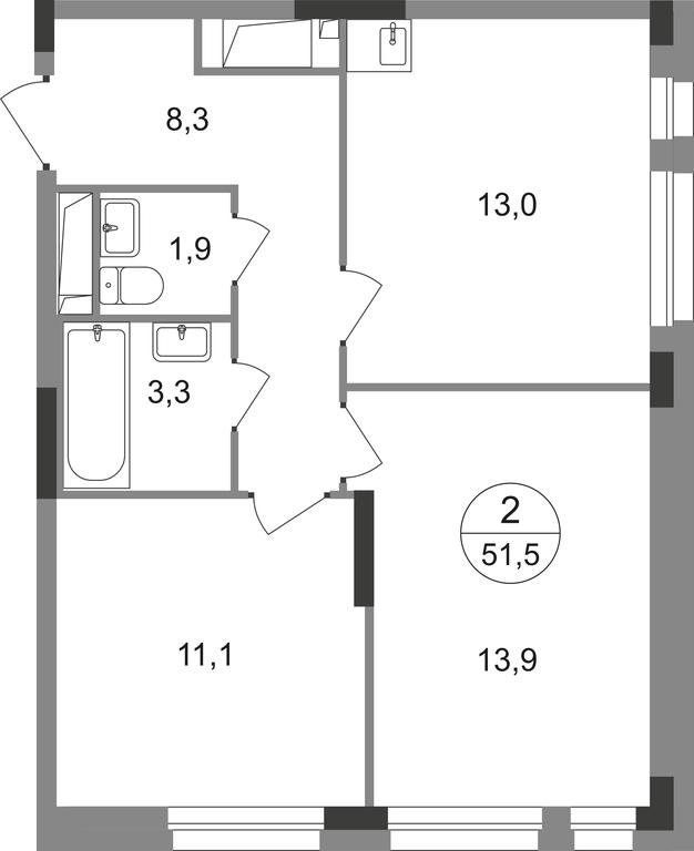 2-BD Apartment Sale, 51.5 sq. m. at Pervyi Moskovskiy, ulitsa Bianki, 1, Moskovskiy, Moscow, Russia #2 2-BD Apartment Sale, 51.5 sq. m. at Pervyi Moskovskiy, ulitsa Bianki, 1, Moskovskiy, Moscow, Russia #2