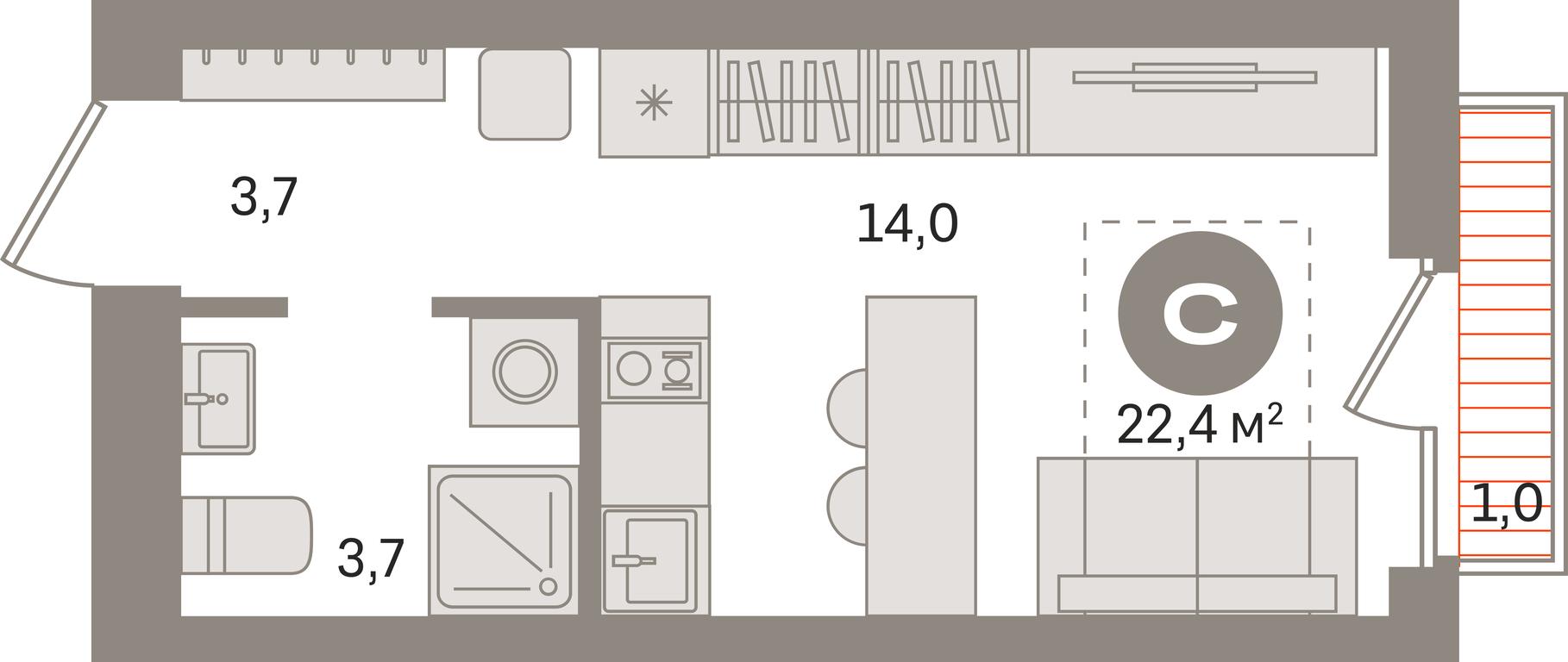 Apartment Sale, 22.4 sq. m. at Pervy kvartal, Kalinovaya ulitsa, derevnya Sapronovo, Leninskiy City District, Moscow Region, Russia #1
