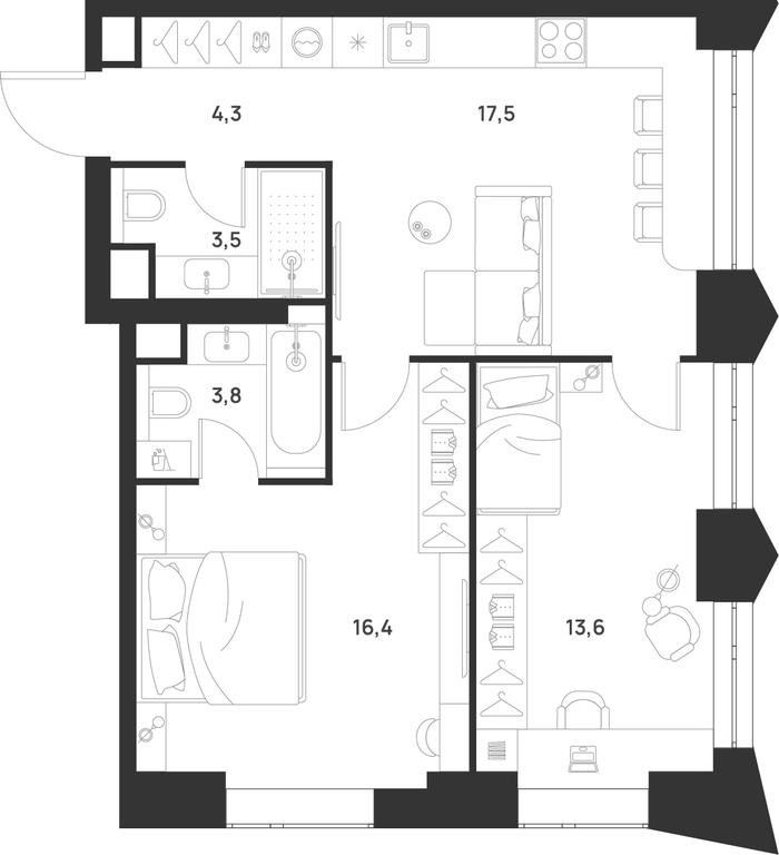 2-BD Apartment Sale, 59.1 sq. m. at Voice Towers, 1st Grayvoronovsky Drive, Moscow, Russia #1 2-BD Apartment Sale, 59.1 sq. m. at Voice Towers, 1st Grayvoronovsky Drive, Moscow, Russia #1