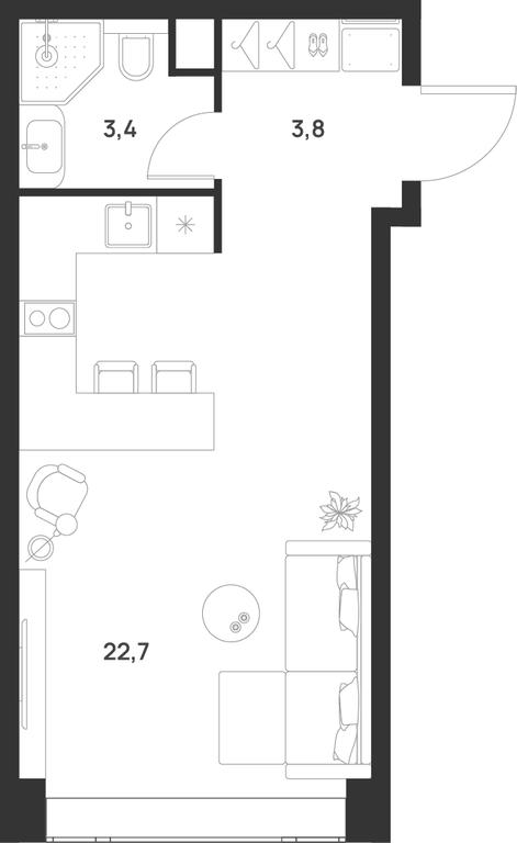 Apartment Sale, 29.9平方米 at Voice Towers, 1st Grayvoronovsky Drive, Moscow, Russia #1