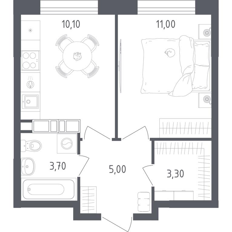 Apartment Sale, 33.1 sq. m. at Olhovy Kvartal, 5-ya ulitsa Lesnyye Polyany, posyolok Gazoprovod, Sosenskoye Settlement, Moscow, Russia #1