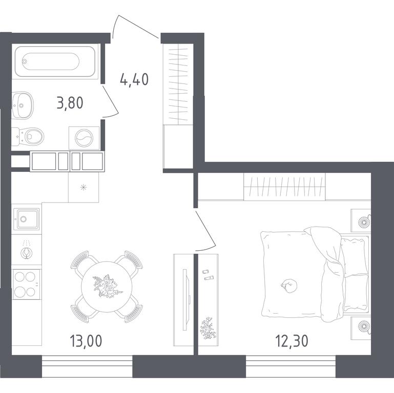 Apartment Sale, 33.5 sq. m. at Olhovy Kvartal, 5-ya ulitsa Lesnyye Polyany, posyolok Gazoprovod, Sosenskoye Settlement, Moscow, Russia #1