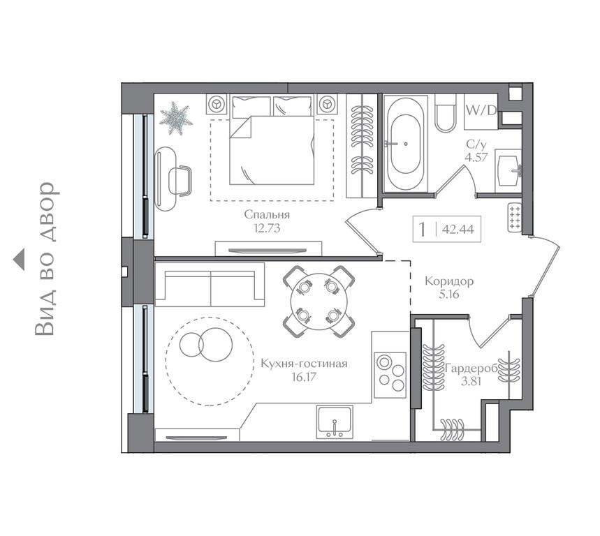 1-BD Apartment Sale, 42.44 sq. m. at Preobrazhenskaya ploschad, 1st Bukhvostova Street, Moscow, Russia #1