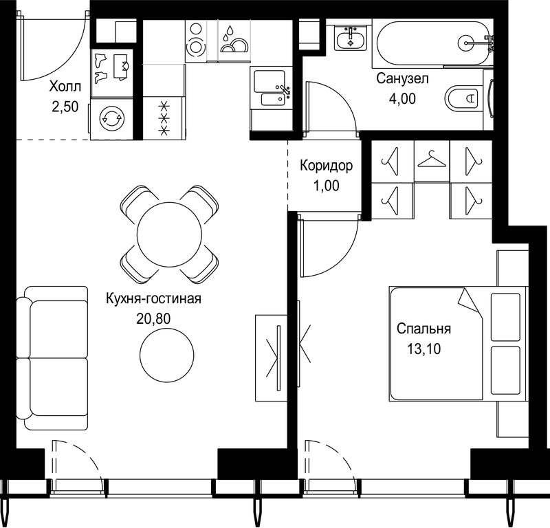 1-BD Apartment Sale, 41.4 sq. m. at City Bay, Volokolamskoye Highway, 95с3, Moscow, Russia #1