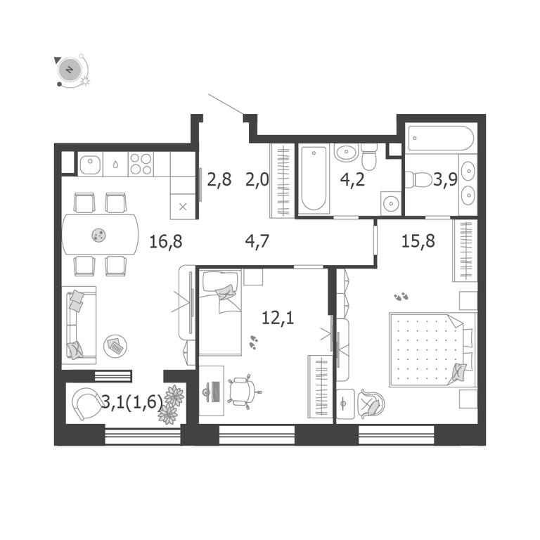 2-BD Apartment Sale, 64.9平方米 at Shagal, Автозаводская улица, 23, Москва, Россия #1 2-BD Apartment Sale, 64.9平方米 at Shagal, Автозаводская улица, 23, Москва, Россия #1