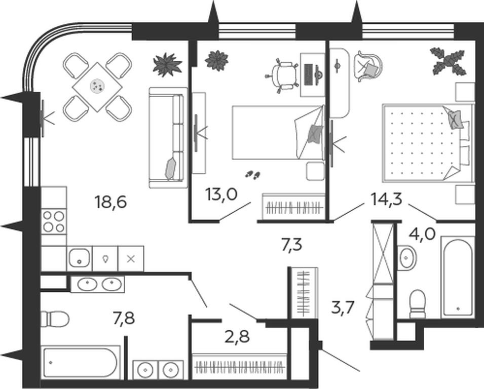 2-BD Apartment Sale, 71.5 sq. m. at Shagal, Автозаводская улица, 23, Москва, Россия #1 2-BD Apartment Sale, 71.5 sq. m. at Shagal, Автозаводская улица, 23, Москва, Россия #1