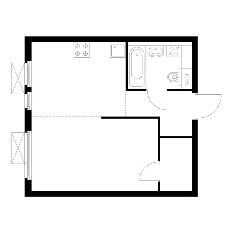 1-BD Apartment Sale, 33.8平方米 at Vtoroy Nagatinskiy, 2nd Nagatinsky Drive, 2к1, Moscow, Russia #1