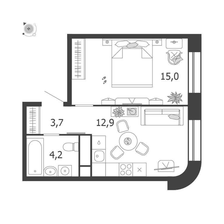 1-BD Apartment Sale, 35.8 sq. m. at Shagal, Автозаводская улица, 23, Москва, Россия #1