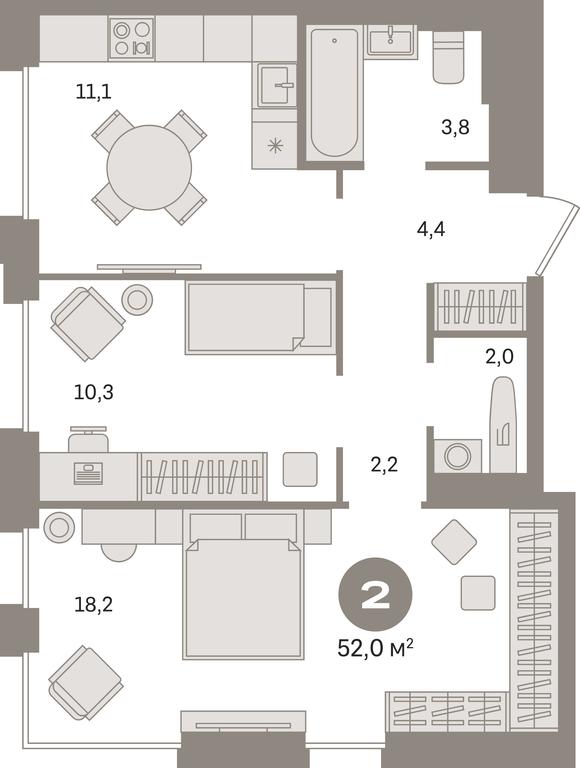 2-BD Apartment Sale, 52平方米 at Kvartal Gercena, zhiloy kompleks Kvartal Gertsena, Moscow, Russia #1 2-BD Apartment Sale, 52平方米 at Kvartal Gercena, zhiloy kompleks Kvartal Gertsena, Moscow, Russia #1