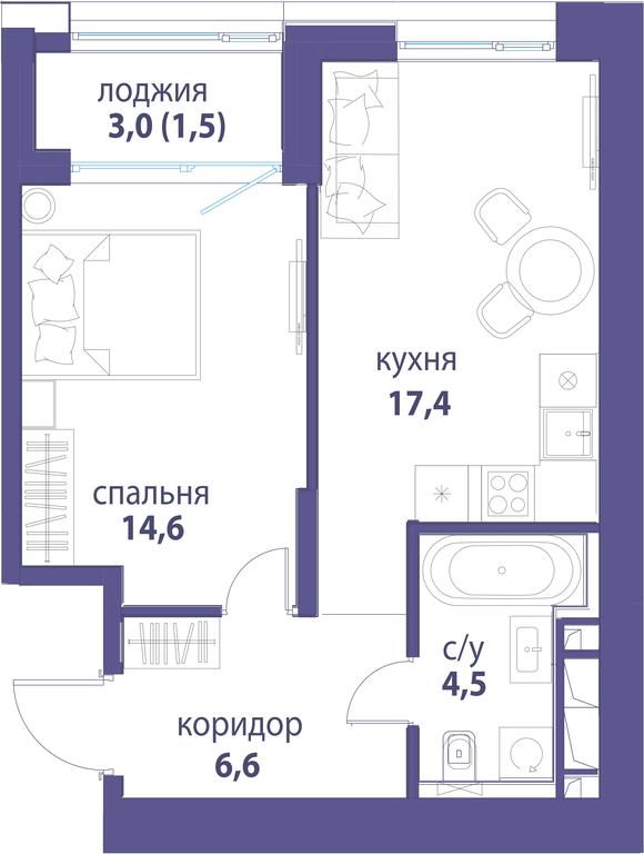 1-BD Apartment Sale, 44.6 sq. m. at Simvol, Nevelskogo Drive, 6к1, Moscow, Russia #1 1-BD Apartment Sale, 44.6 sq. m. at Simvol, Nevelskogo Drive, 6к1, Moscow, Russia #1