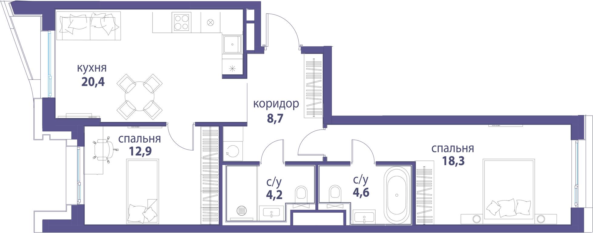 2-BD Apartment Sale, 69.1平方米 at Simvol, Nevelskogo Drive, 6к1, Moscow, Russia #1 2-BD Apartment Sale, 69.1平方米 at Simvol, Nevelskogo Drive, 6к1, Moscow, Russia #1