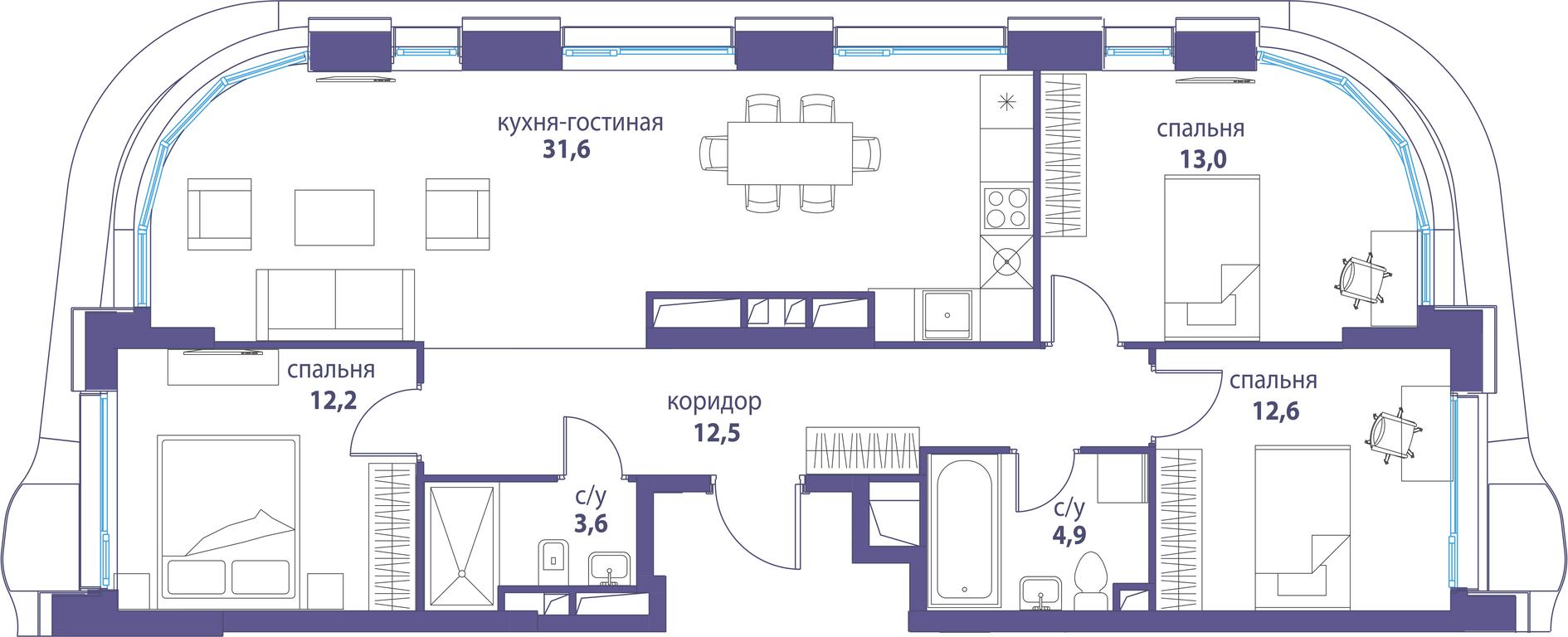 3-BD Apartment Sale, 90.3平方米 at Simvol, Nevelskogo Drive, 6к1, Moscow, Russia #1 3-BD Apartment Sale, 90.3平方米 at Simvol, Nevelskogo Drive, 6к1, Moscow, Russia #1