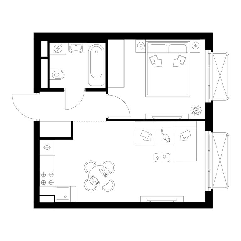 1-BD Apartment Sale, 35.4 sq. m. at Irtyshskiy Kvartal, 2nd Irtyshsky Drive, Moscow, Russia #1