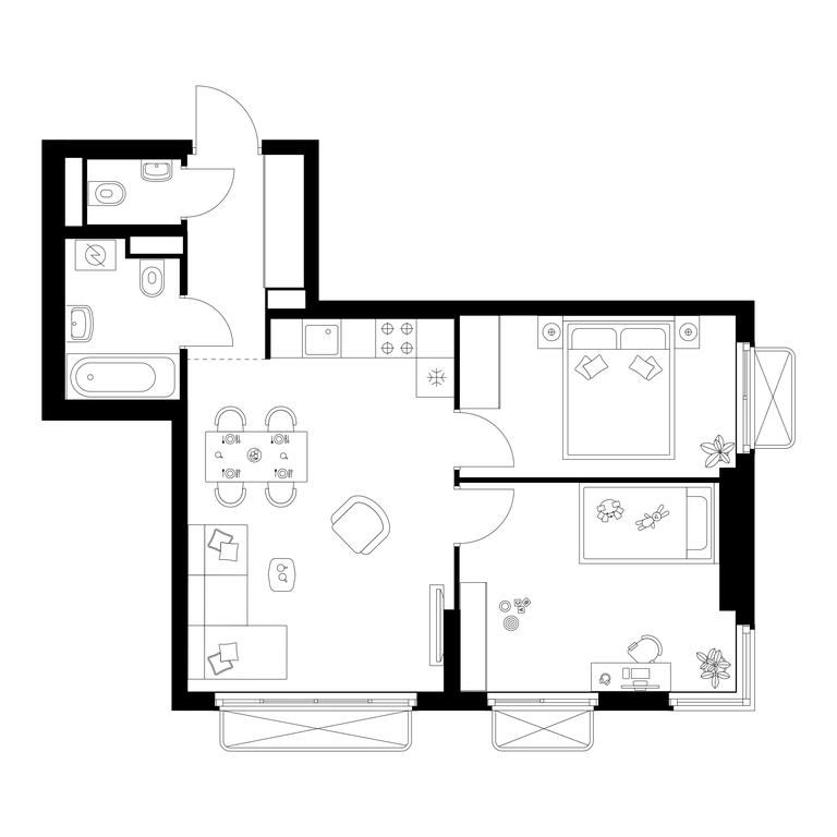 2-BD Apartment Sale, 53 sq. m. at Irtyshskiy Kvartal, 2nd Irtyshsky Drive, Moscow, Russia #1