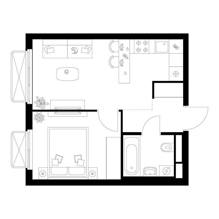 1-BD Apartment Sale, 33.7 sq. m. at Irtyshskiy Kvartal, 2nd Irtyshsky Drive, Moscow, Russia #1
