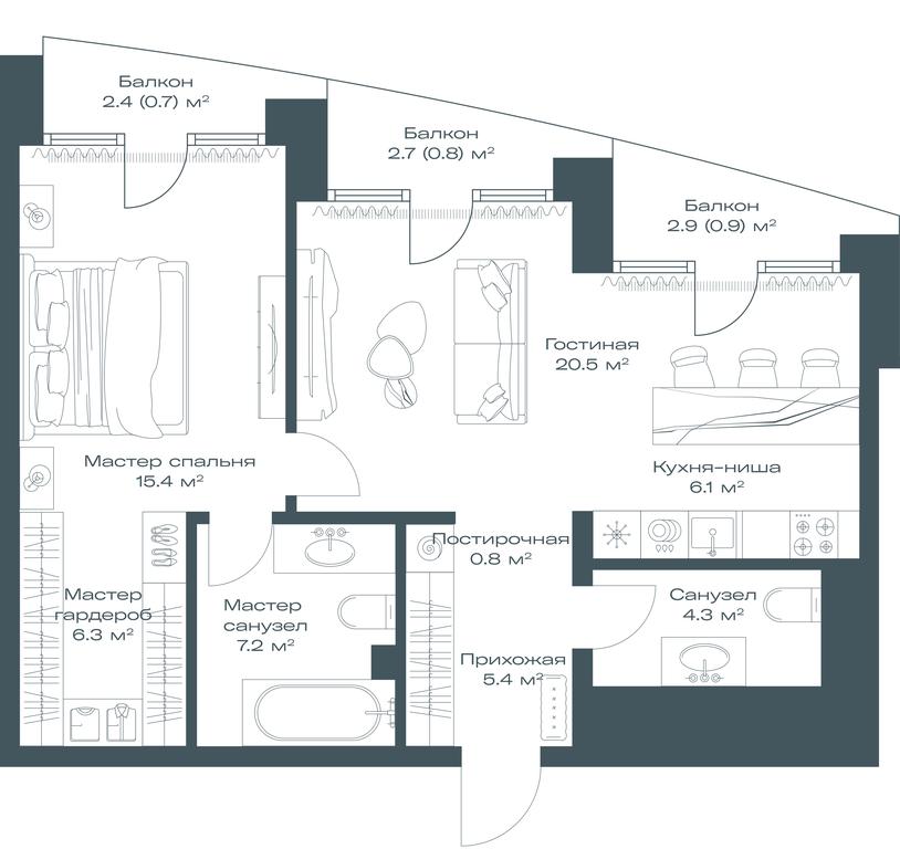 Apartment Sale, 68.4平方米 at Opus, Derbenevskaya Street, 1с1, Moscow, Russia #1 Apartment Sale, 68.4平方米 at Opus, Derbenevskaya Street, 1с1, Moscow, Russia #1